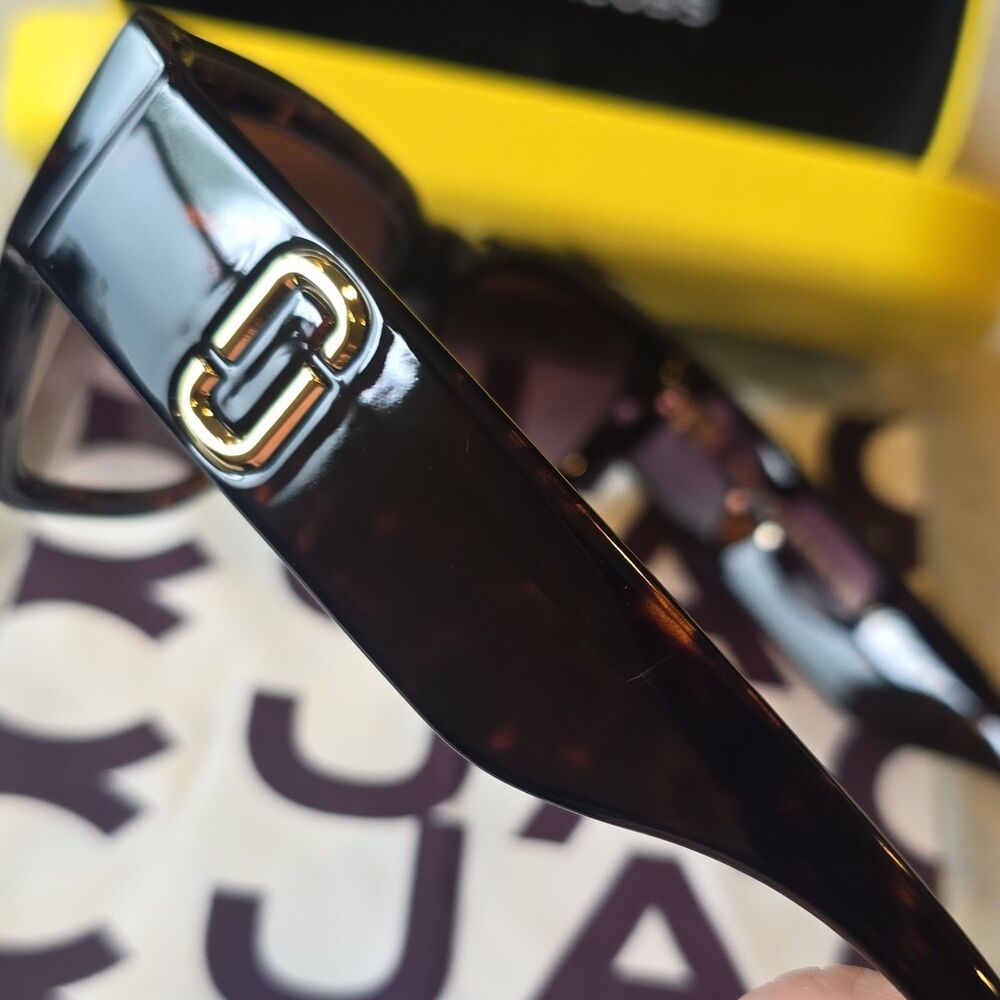 Marc Jacobs Tortoise Shell Square Sunglasses Brown Tinted Lenses w/ Case - Picture 5 of 9